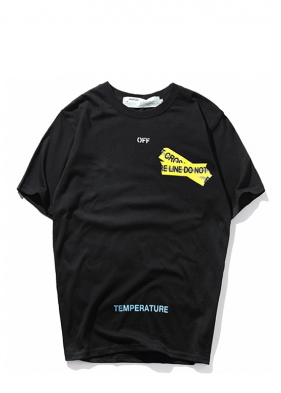 Off-White Do Not Cross Color Black T-shirt Unisex