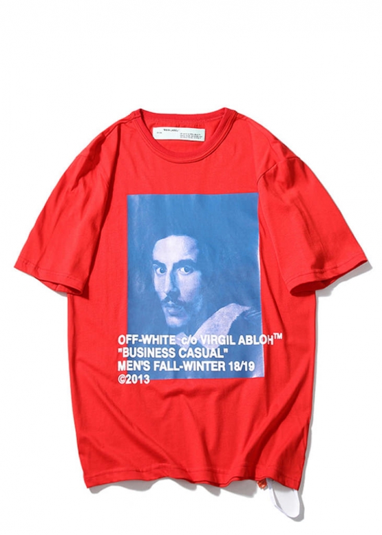 Off-White Bernini Color Red T-shirt Unisex