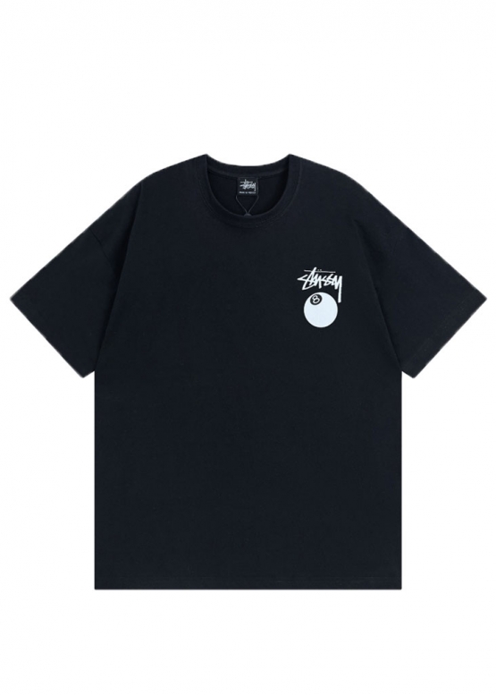 Чорна футболка Stüssy 8 Ball Pigment Dyed Tee Color Black Unisex