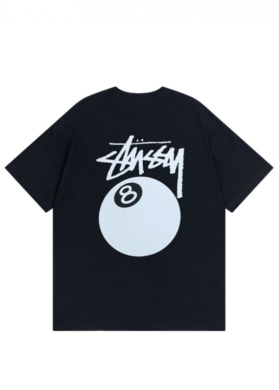 Чорна футболка Stüssy 8 Ball Pigment Dyed Tee Color Black Unisex