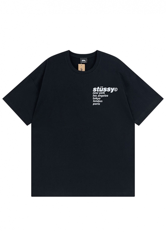 Чорна футболку Stüssy Strawberry Tee Color Black Unisex