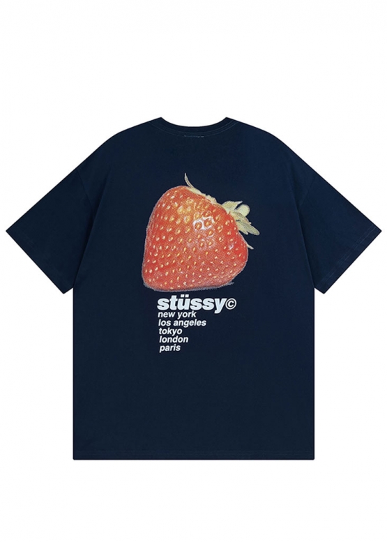 Синя футболка Stüssy Strawberry Tee Color Blue Unisex