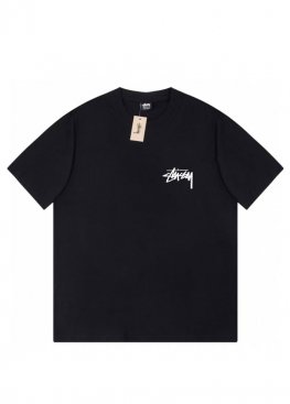 Чорна футболка Stüssy Plush Tee Black Unisex - FU1130