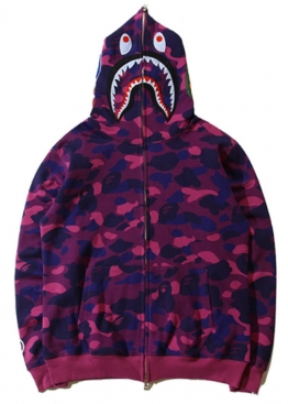 Фіолетовий худі Bape Shark Purple Camo Full Zip Hoodie Unisex - HA1119
