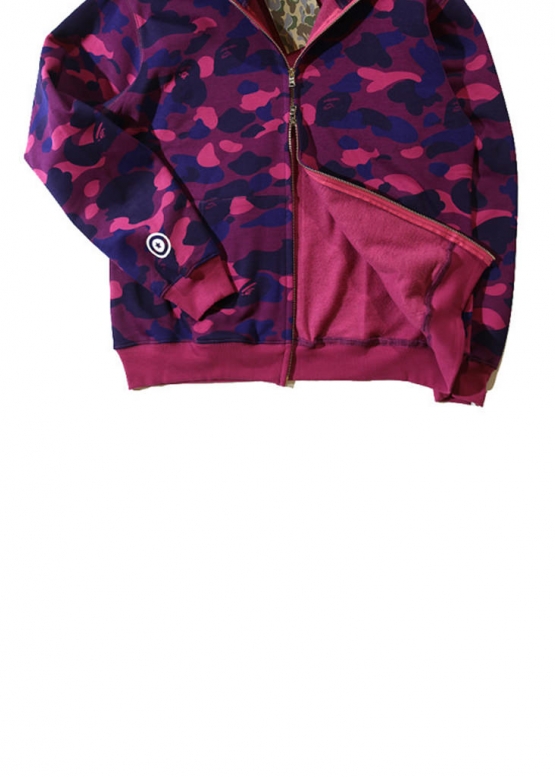 Фиолетовый худи Bape Aape by A BATHING APE Shark Color Purple Camo Full Zip Hoodie Unisex