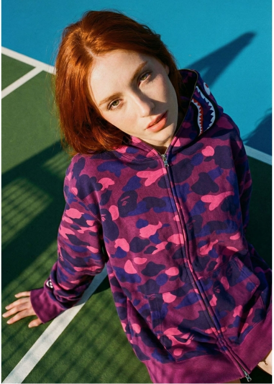 Фиолетовый худи Bape Aape by A BATHING APE Shark Color Purple Camo Full Zip Hoodie Unisex