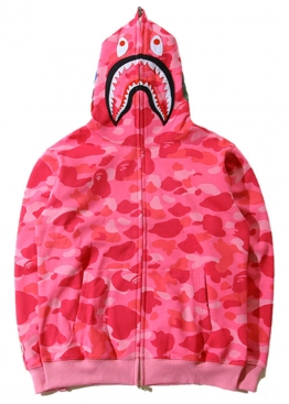 Рожевий худі Bape Shark Pink Camo Full Zip Hoodie Unisex - HA1120