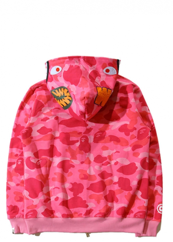 Bape Aape by A BATHING APE Shark Color Pink Camo Full Zip Hoodie Unisex