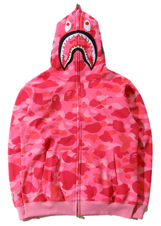 Рожевий худі Bape Aape by A BATHING APE Shark Color Pink Camo Full Zip Hoodie Unisex