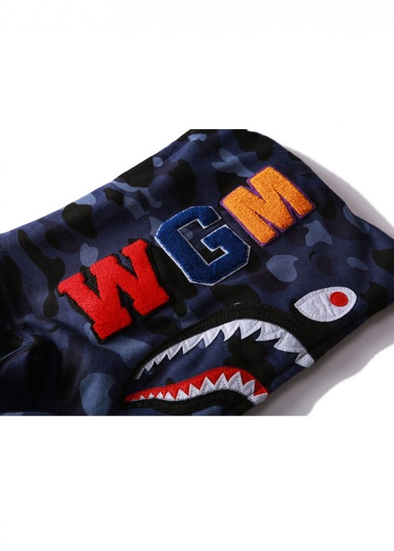 Bape Aape by A BATHING APE Shark Color Blue Purple Half Camo Full Zip Hoodie Unisex