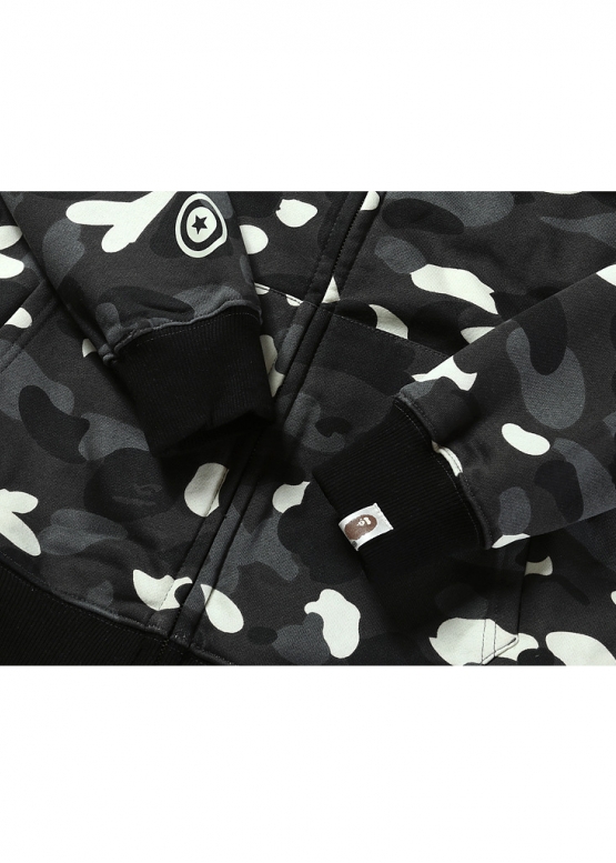 Чорний худі Bape Aape by A BATHING APE Shark Color White City Camo Full Zip Hoodie Unisex