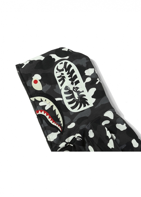 Чорний худі Bape Aape by A BATHING APE Shark Color White City Camo Full Zip Hoodie Unisex