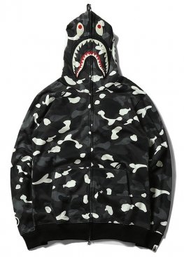 Bape Shark White City Camo Full Zip Hoodie Unisex - HA1129