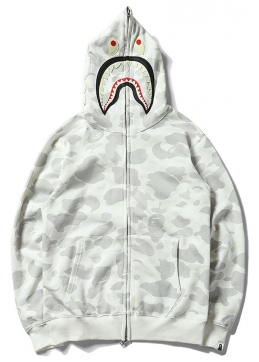Bape Shark White Camo Full Zip Hoodie Unisex - HA1130