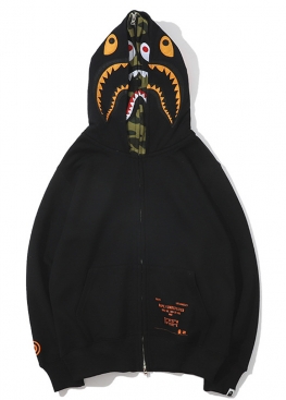 Чорний худі Bape Shark Black Full Zip Hoodie Unisex - HA1131 Чорний худі Bape Shark Black Full Zip Hoodie Unisex - HA1131