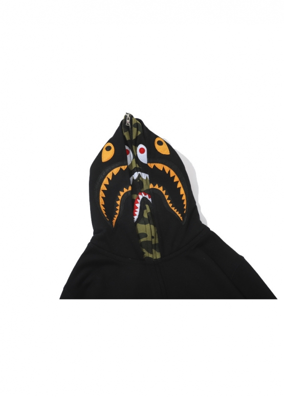 Чорний худі Bape Aape by A BATHING APE Shark Color Black Full Zip Hoodie Unisex