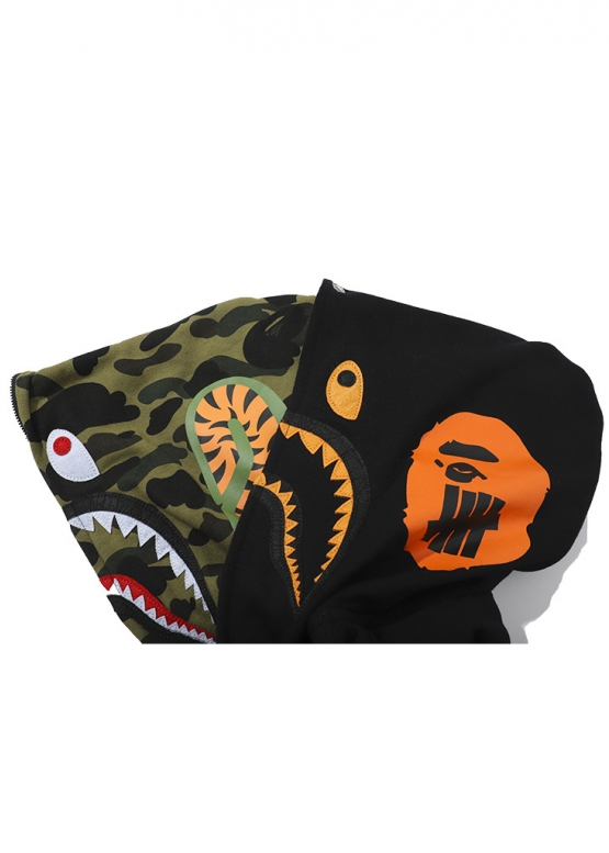 Чорний худі Bape Aape by A BATHING APE Shark Color Black Full Zip Hoodie Unisex