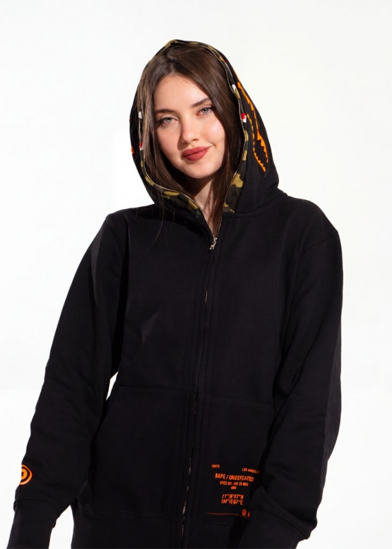 Bape Aape by A BATHING APE Shark Color Black Full Zip Hoodie Unisex
