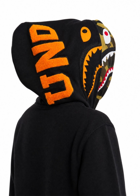 Bape Aape by A BATHING APE Shark Color Black Full Zip Hoodie Unisex