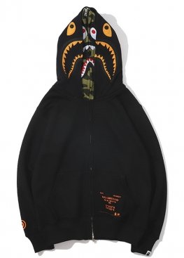 Чорний худі Bape Shark Black Full Zip Hoodie Unisex - HA1131 Чорний худі Bape Shark Black Full Zip Hoodie Unisex - HA1131