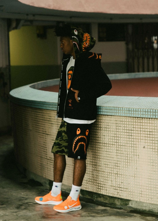 Bape Aape by A BATHING APE Shark Color Black Full Zip Hoodie Unisex