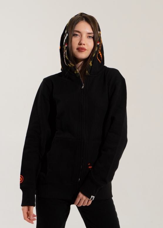 Bape Aape by A BATHING APE Shark Color Black Full Zip Hoodie Unisex