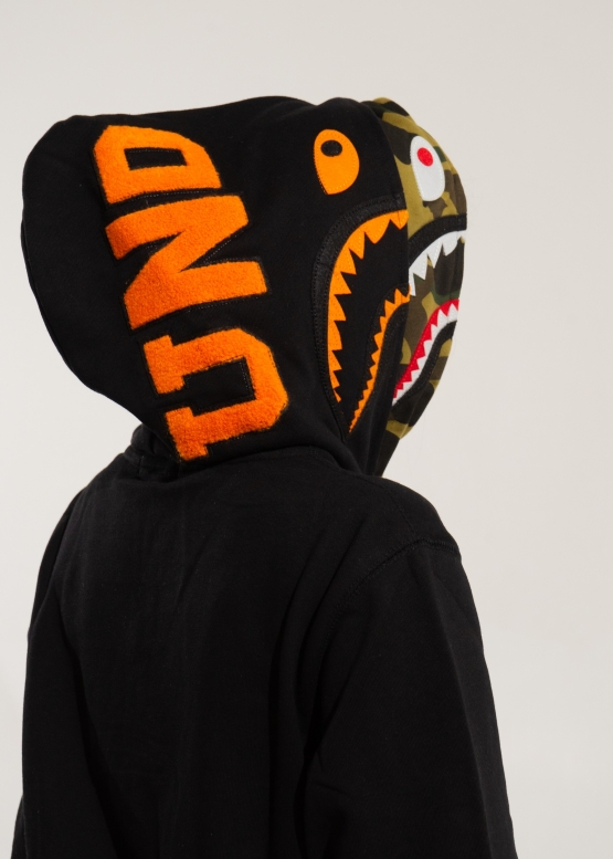 Bape Aape by A BATHING APE Shark Color Black Full Zip Hoodie Unisex