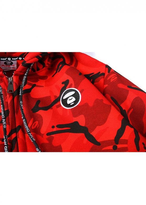 Bape Aape by A BATHING APE Color Red Camo Hoodie Unisex