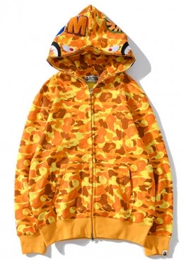Жёлтый худи Bape x PUBG Shark Yellow Camo Full Zip Hoodie Unisex - HA1135