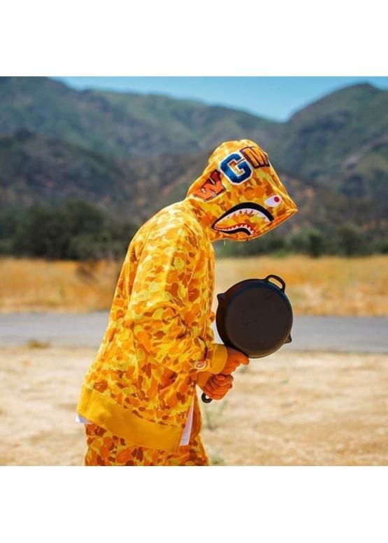 Жовтий худі Bape Aape by A BATHING APE x PUBG Shark Color Yellow Camo Full Zip Hoodie Unisex