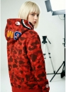 Bape Aape by A BATHING APE Shark Color Red Camo Full Zip Hoodie Unisex