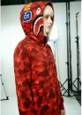 Bape Aape by A BATHING APE Shark Color Red Camo Full Zip Hoodie Unisex