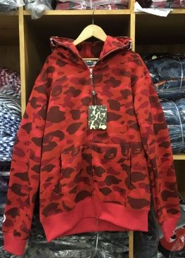 Bape Shark Red Camo Full Zip Hoodie Unisex - HA1136