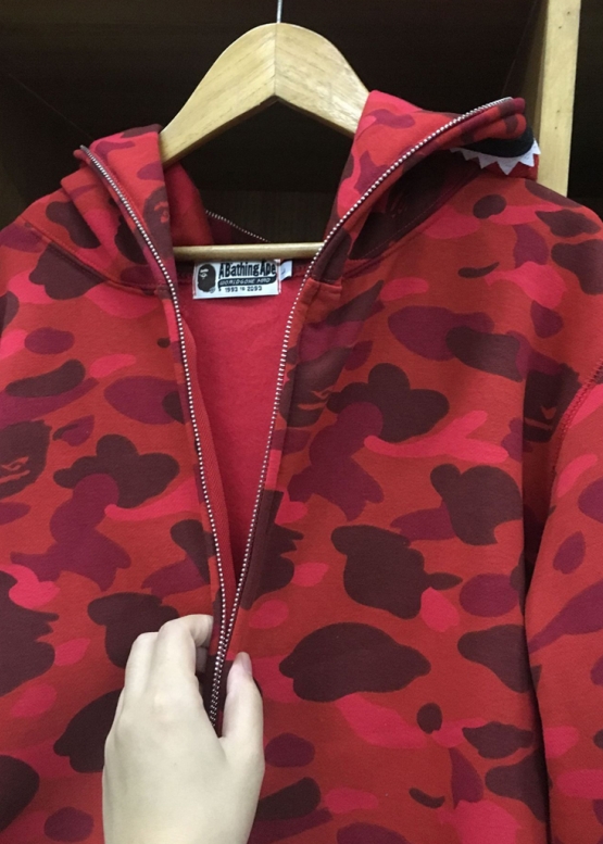 Bape Aape by A BATHING APE Shark Color Red Camo Full Zip Hoodie Unisex
