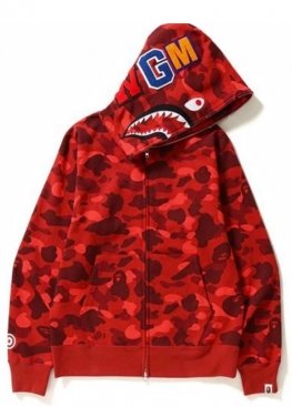 Bape Shark Red Camo Full Zip Hoodie Unisex - HA1136