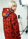 Bape Aape by A BATHING APE Shark Color Red Camo Full Zip Hoodie Unisex