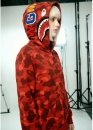Bape Aape by A BATHING APE Shark Color Red Camo Full Zip Hoodie Unisex