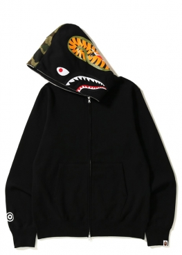 Чорний худі Bape Shark Green Camo Full Zip Hoodie Unisex - HA1137 Чорний худі Bape Shark Green Camo Full Zip Hoodie Unisex - HA1137
