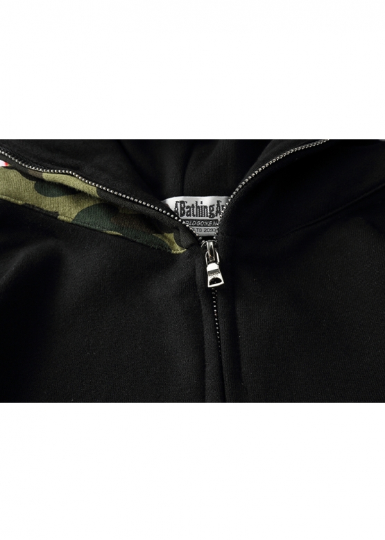 Чорний худі Bape Aape by A BATHING APE Shark Color Green Camo Full Zip Hoodie Unisex