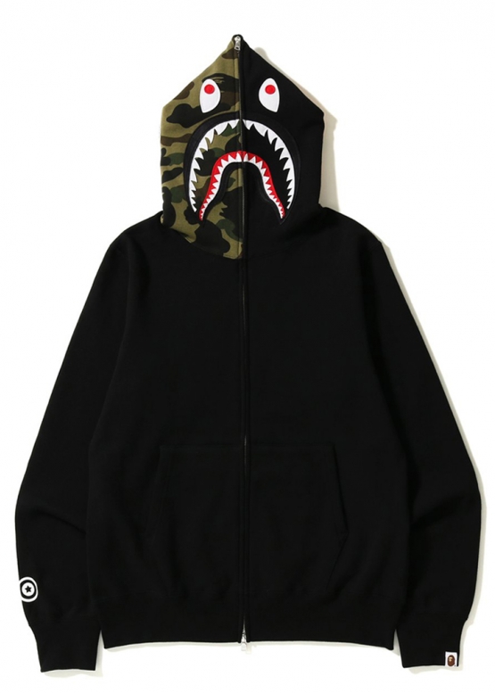Bape Aape by A BATHING APE Shark Color Green Camo Full Zip Hoodie Unisex