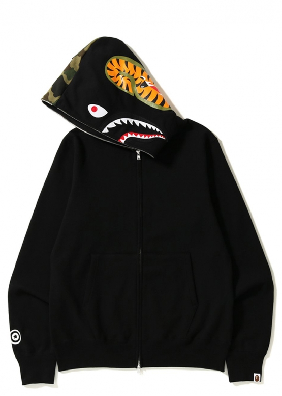 Bape Aape by A BATHING APE Shark Color Green Camo Full Zip Hoodie Unisex