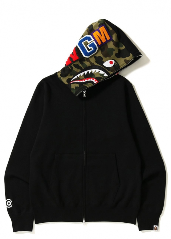 Bape Aape by A BATHING APE Shark Color Green Camo Full Zip Hoodie Unisex