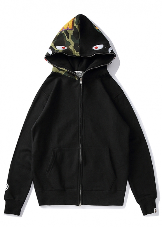 Bape Aape by A BATHING APE Shark Color Green Camo Full Zip Hoodie Unisex