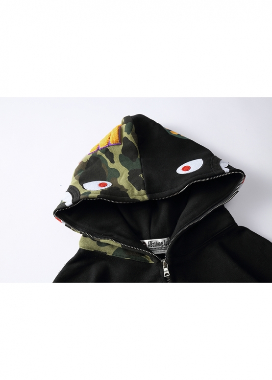 Bape Aape by A BATHING APE Shark Color Green Camo Full Zip Hoodie Unisex