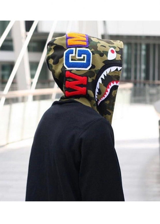 Bape Aape by A BATHING APE Shark Color Green Camo Full Zip Hoodie Unisex