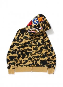 Bape 1st Camo Shark Full Zip Hoodie Yellow - HA1138 Bape 1st Camo Shark Full Zip Hoodie Yellow - HA1138