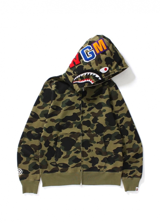 Bape 1st Camo Shark Full Zip Hoodie Green 