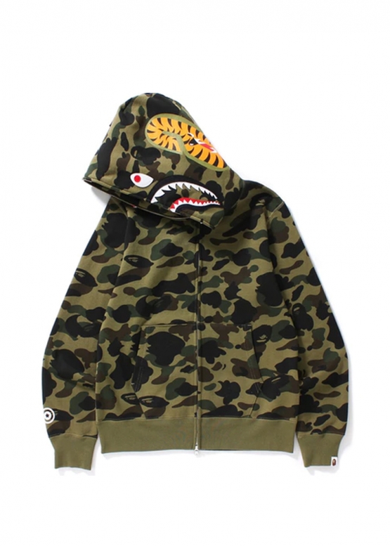 Bape 1st Camo Shark Full Zip Hoodie Green 