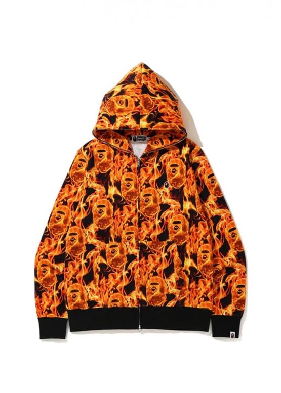 Купити помаранчевий худі Bape Flame Wide Full Zip Hoodie Orange у Києві з доставкою по Україні