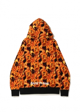 Помаранчевий худі Bape Flame Wide Full Zip Hoodie Orange - HA1140
